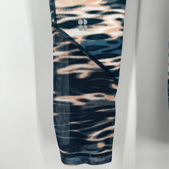 SWEATY BETTY Super Sculpt Mesh Yoga Leggings In Stellar Blue Water Print XS - Picture 3 of 8